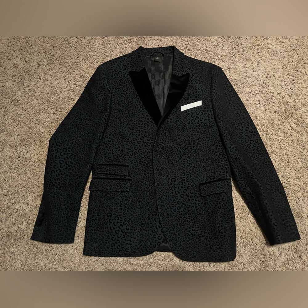 *NEW* Neil Barrett Navy Blue Leopard Blazer (Size 54)